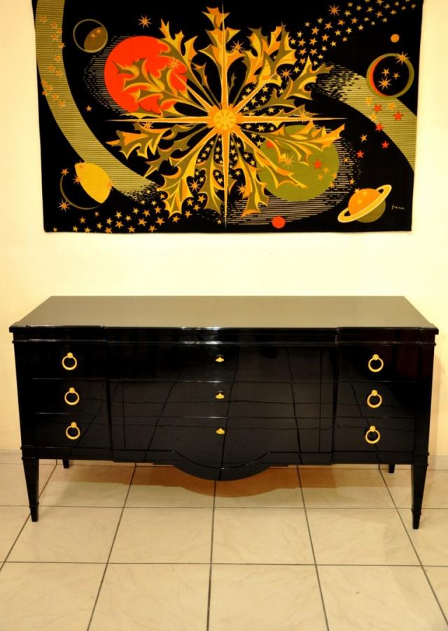 JANSEN  DECORATION  CHEST OF DRAWERS  Black Lacquer Circa 1950, More Informations...
