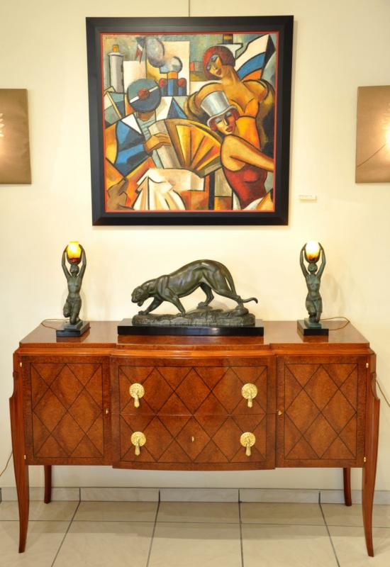 JEAN PASCAUD CHEST OF DRAWERS in AMBOYNA  & EBONY CIRCA 1940, More Informations...