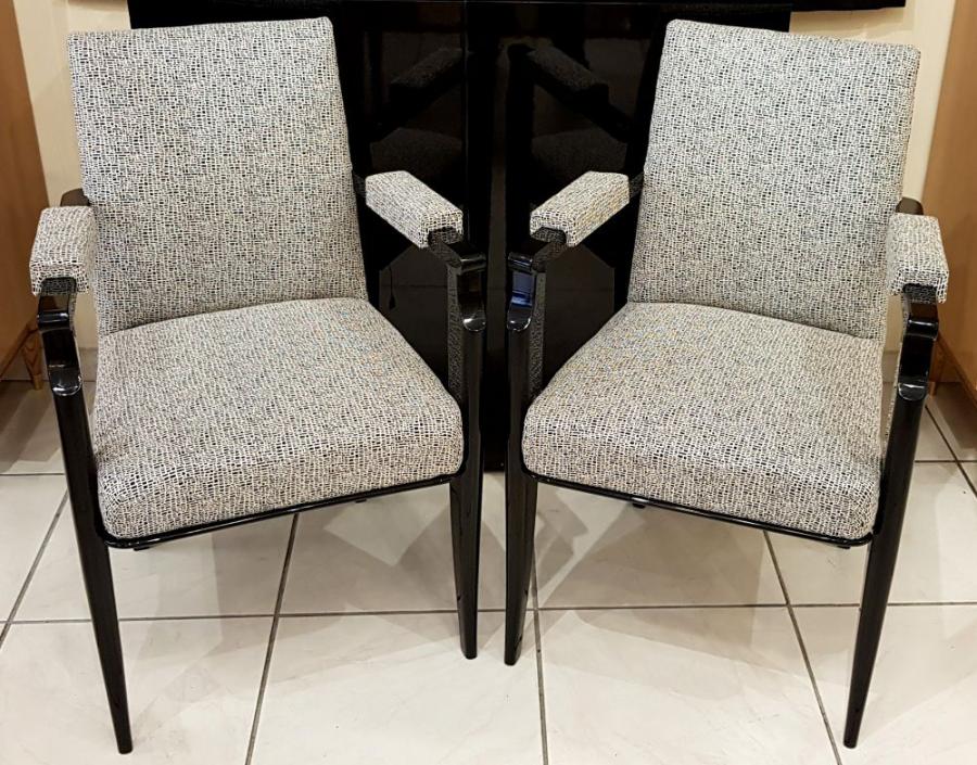 Jean Pascaud Pair Of Black Lacquer Armchairs 1940 , More Informations...