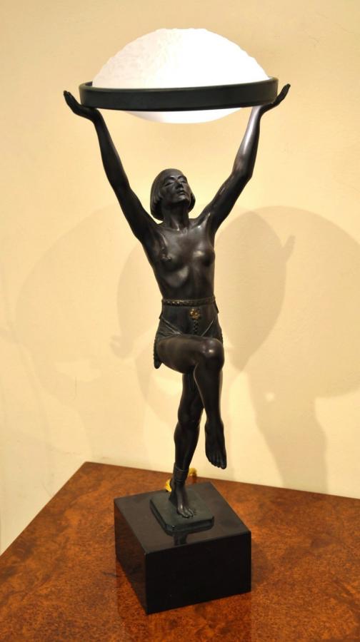 Max Le Verrier Danseuse Ã  La Coupe Sculpture Lampe Art DÃ©co 1930, Plus d'infos...