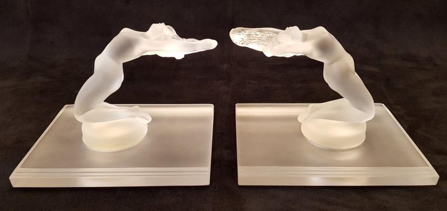 Lalique Chrysis Pair Of Crystal Bookends , More Informations...