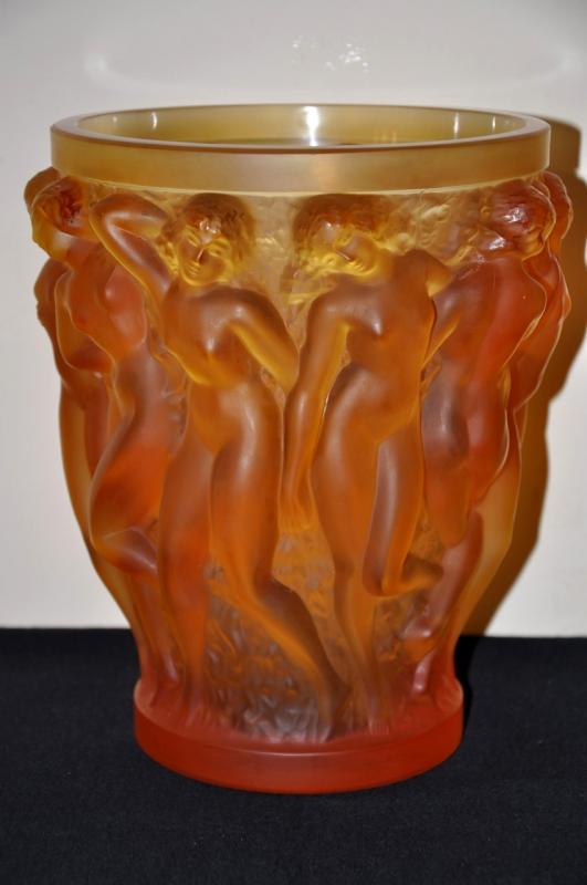 LALIQUE FRANCE VASE BACCHANTES AMBER 2010, More Informations...