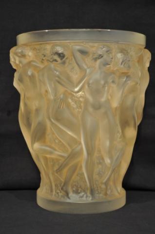 LALIQUE GLASS VASE BACCHANTES SEPIA PATINATED , More Informations...