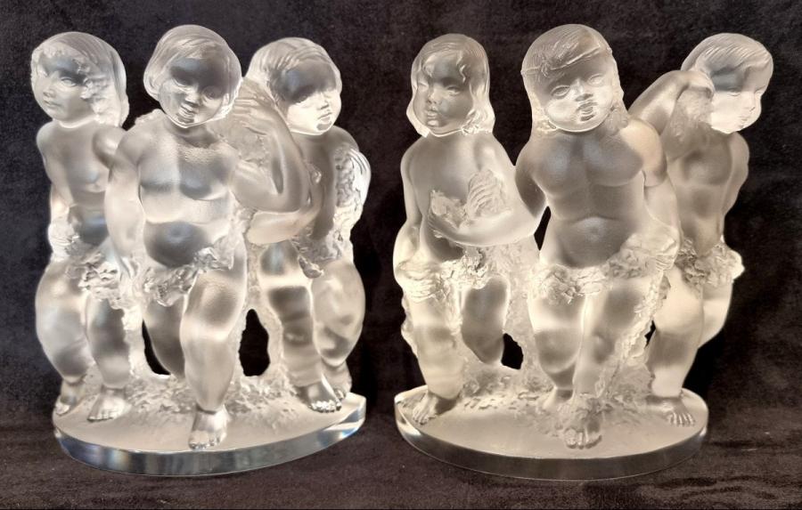 Lalique Marc Pair Of Crystal Sculptures Model Luxembourg Circa 1970 , More Informations...