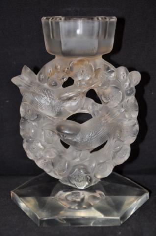 R.LALIQUE pair of candelabra  MESANGES , More Informations...