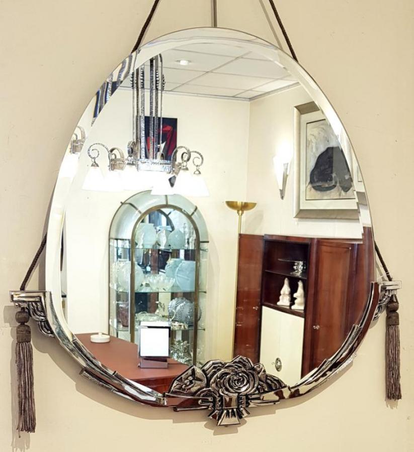 Art Deco Mirror 1925-1930 Silver Bronze , More Informations...