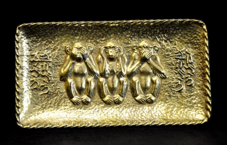 Max Le Verrier The Secret of The Bonheur The 3 Monkeys Empty Pouch In Bronze Art Deco, More Informations...