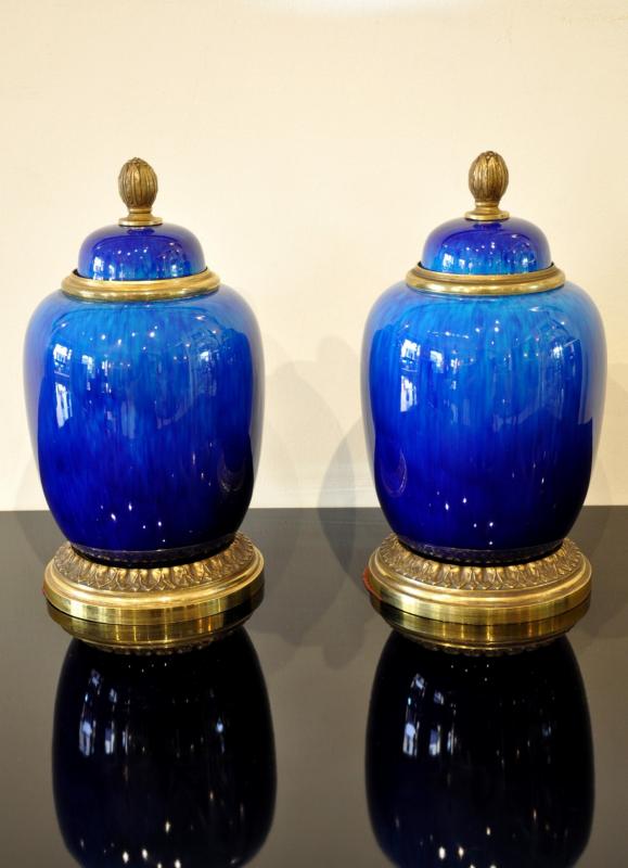 Paul Millet & Porcelain Sevres Vases Pair Circa 1940, More Informations...