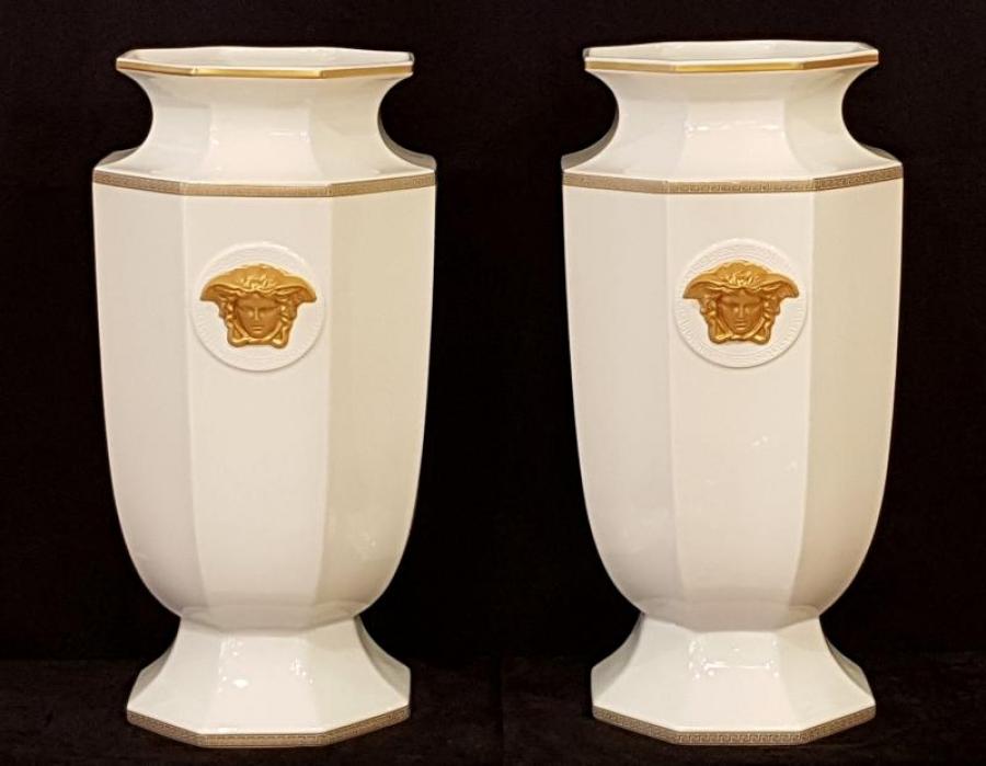 Rosenthal Porcelain Maison Versace Pair Of Vases Gorgona Model