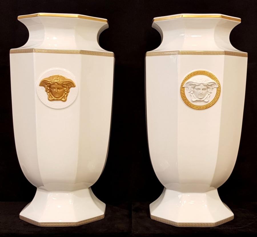 Rosenthal Porcelain Maison Versace Pair Of Vases Gorgona Model Height 55cm , More Informations...