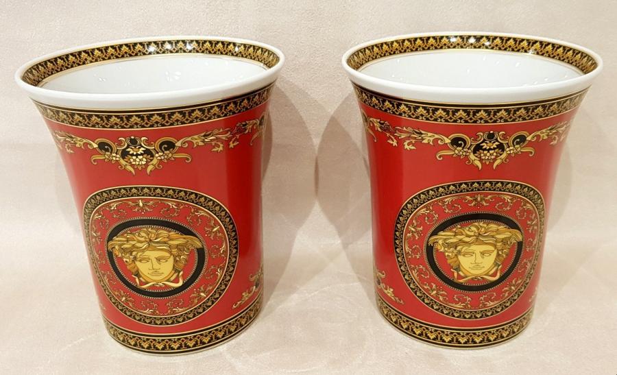 Rosenthal Versace Pair Of Porcelain Vases Medusa Model , More Informations...