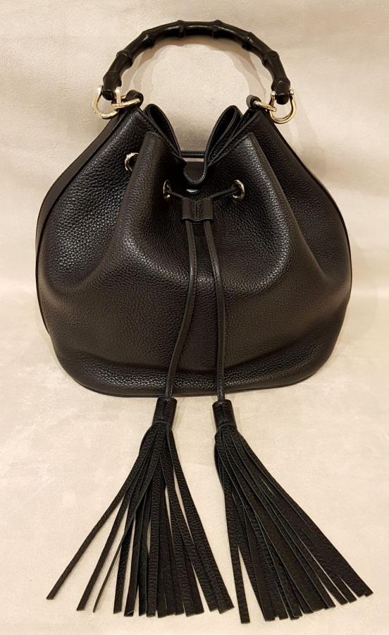 GUCCI SAC BAMBOO BUCKET CUIR NOIR  , Plus d'infos...