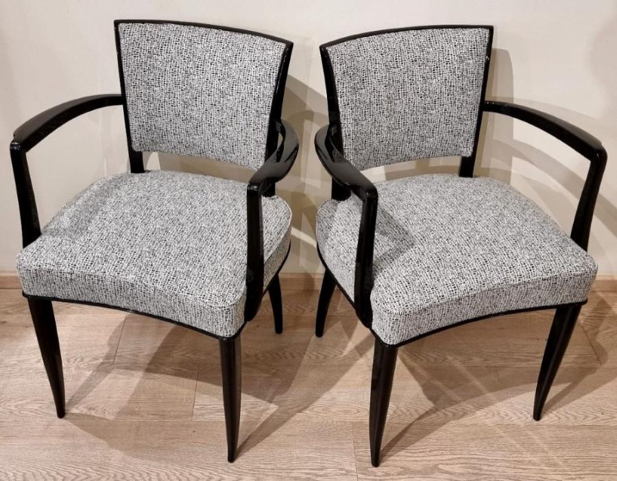 Jean Pascaud Pair Of Armchairs Bridges Black Lacquer Art Deco 1940 , More Informations...