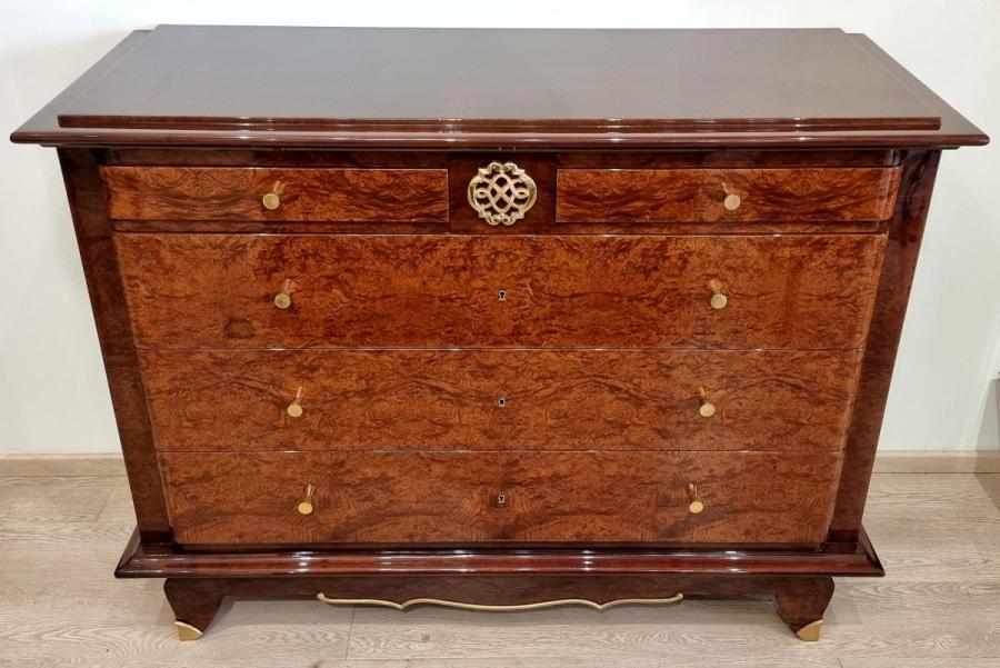 Jules Leleu American Walnut chest  of drawers Circa 1940 , More Informations...