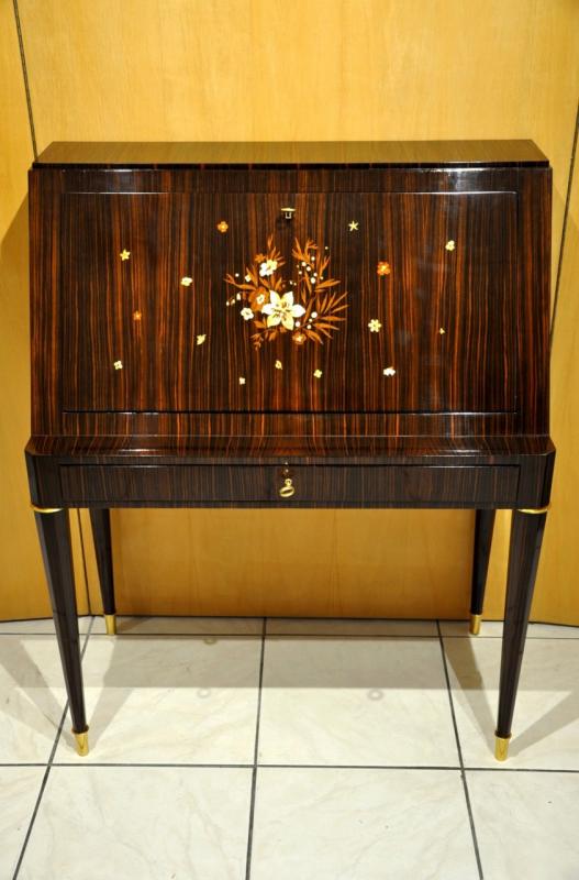 JULES LELEU DESK MACASSAR EBONY & MARQUETRY 1940-1945, More Informations...