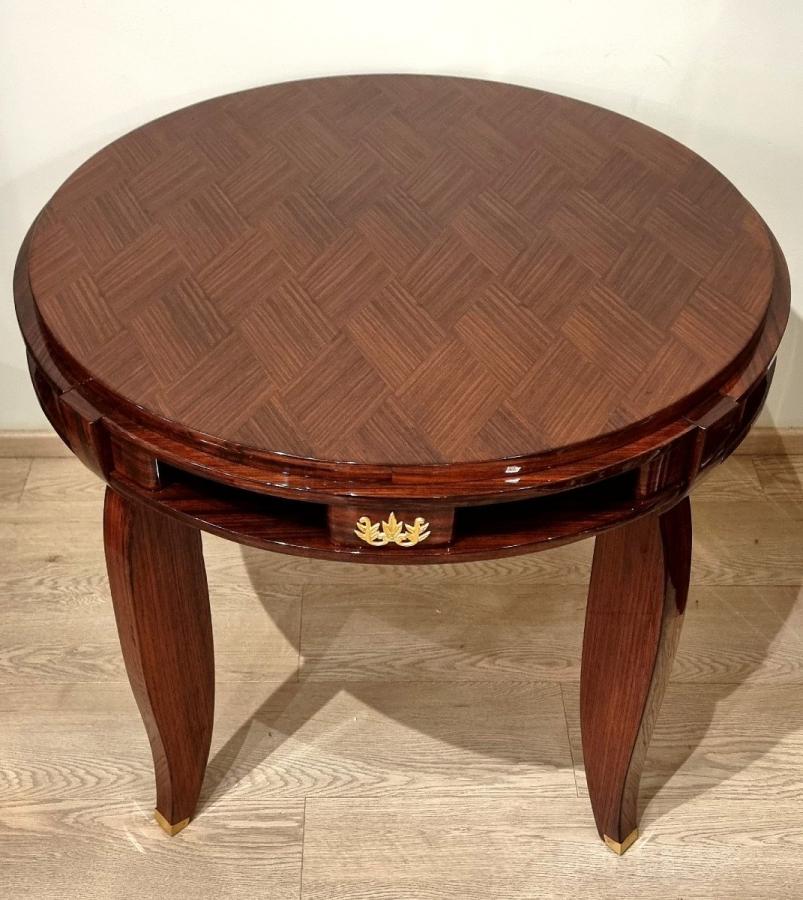 Jules Leleu Rosewood Marquetry Table Circa 1940 , More Informations...