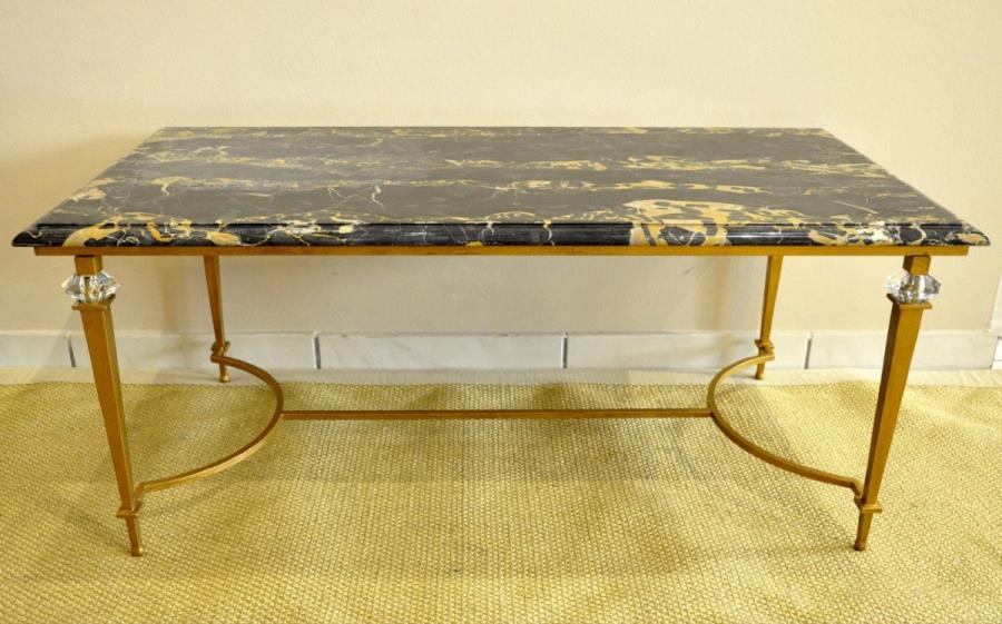 Ramsay Decoration Golden Wrought Iron & Portor Marble Coffee Table , More Informations...