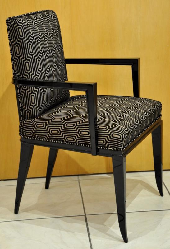 SOUBRIER PARIS PAIR OF  ARMCHAIRS BLACK  LAQUER  ART DECO 1930, More Informations...