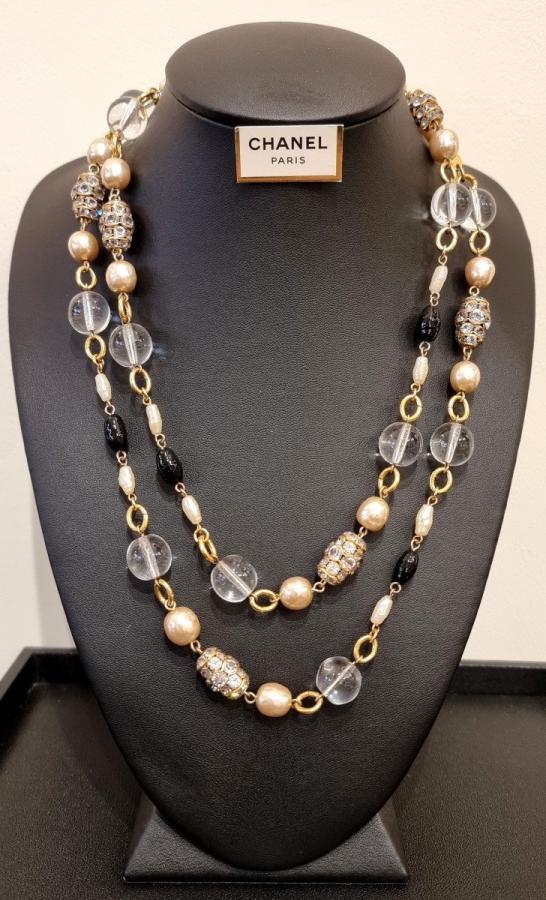 Chanel Paris Long Necklace Glass Beads And Crystal , More Informations...