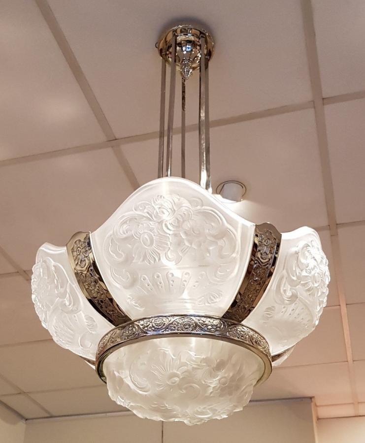 Cristalleries Du Val-saint-lambert Art Deco Chandelier 1930 , More Informations...