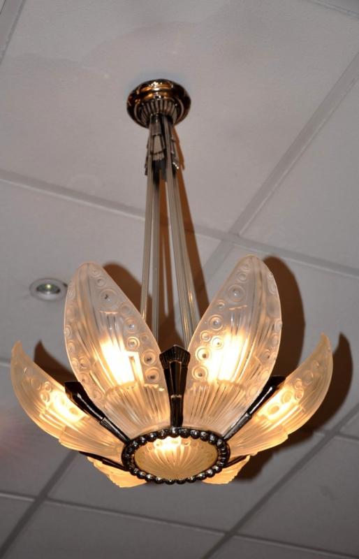 GEORGES LELEU CHANDELIER ART DECO 1930, More Informations...