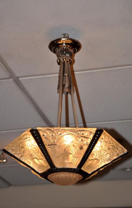 GEORGES LELEU CHANDELIER LAMP ART DECO 1920-1925, More Informations...