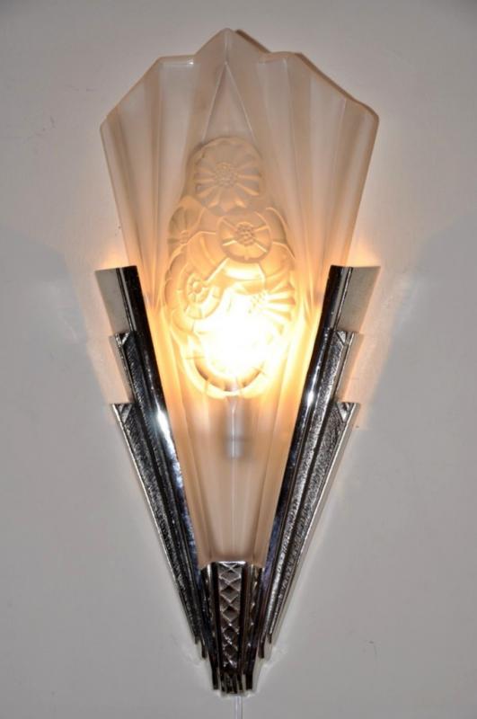 HUBENS DeguÃ© PAIR OF SCONCES ART DECO 1930, More Informations...