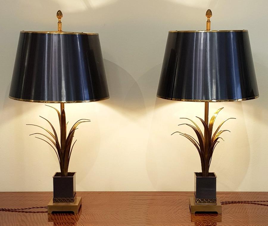 Maison Charles Pair Of Reed Cube Lacquer Lamps Design 1970, More Informations...