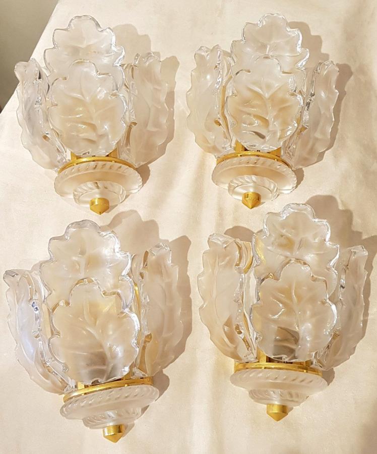 Marc Lalique Set Of 4 Oak Model Wall Lights, More Informations...