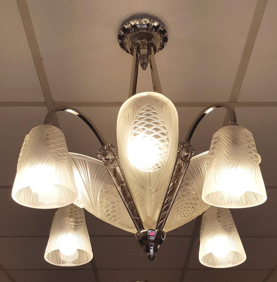Noverdy Art Deco Chandelier 1930 , More Informations...