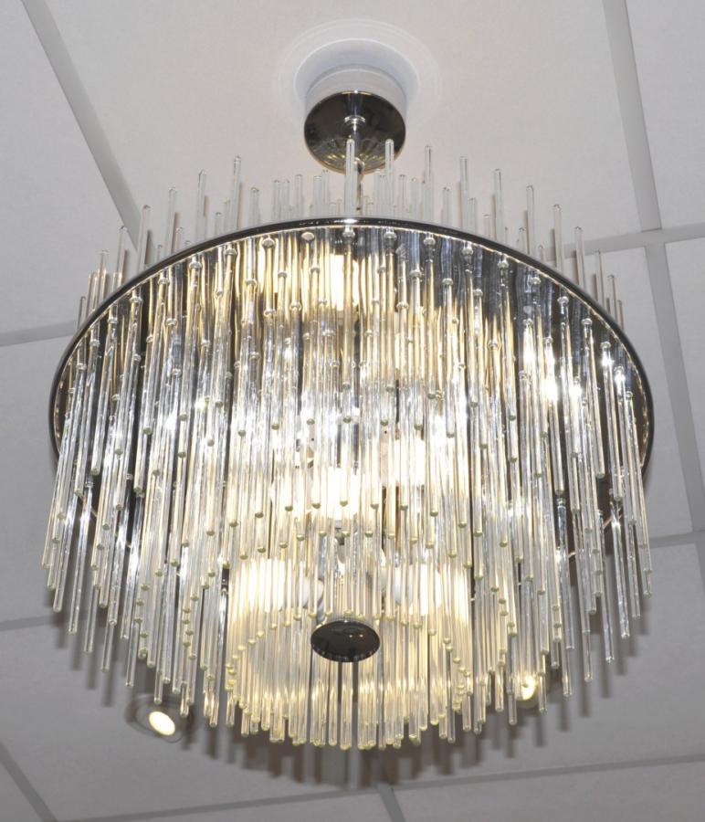 Venini Italy Chandelier Design 1960 Glass & Chrome , More Informations...