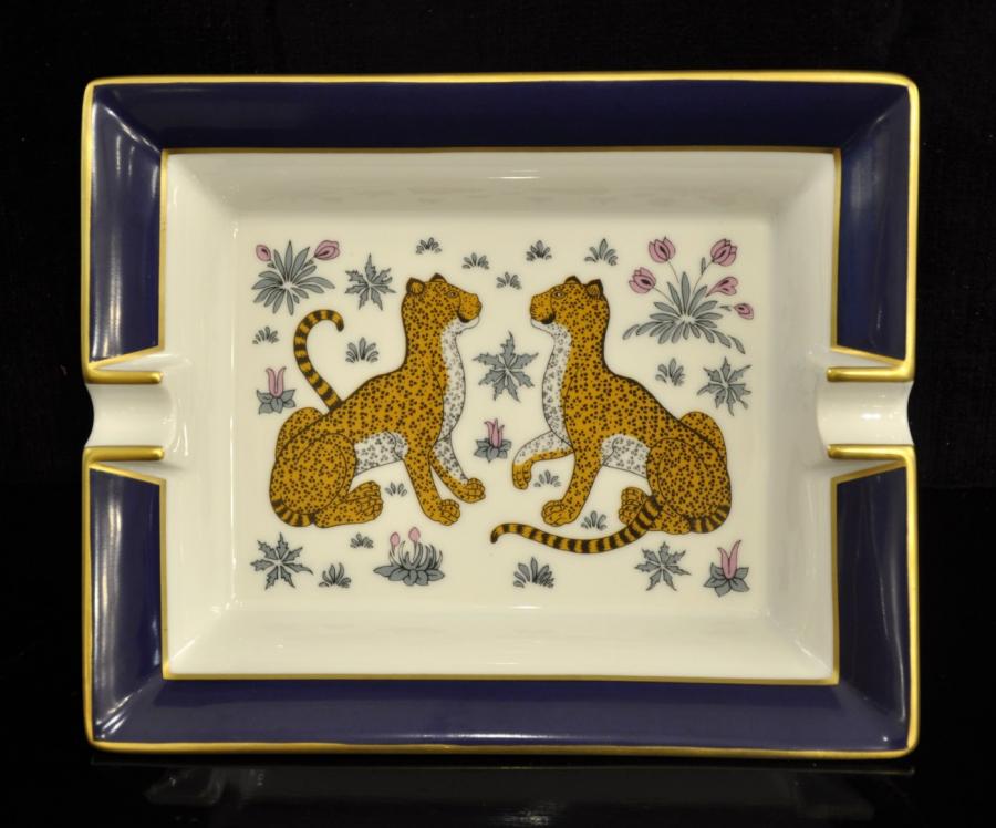 HermÃ¨s 2 PanthÃ¨res Cendrier Vide Poche En Porcelaine De Limoges, Plus d'infos...