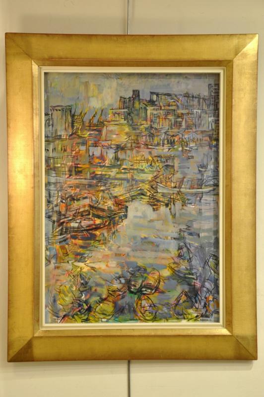 JEAN DUBREUIL PORT OF MARSEILLE FRANCE  OIL ON CANVAS 1963, More Informations...