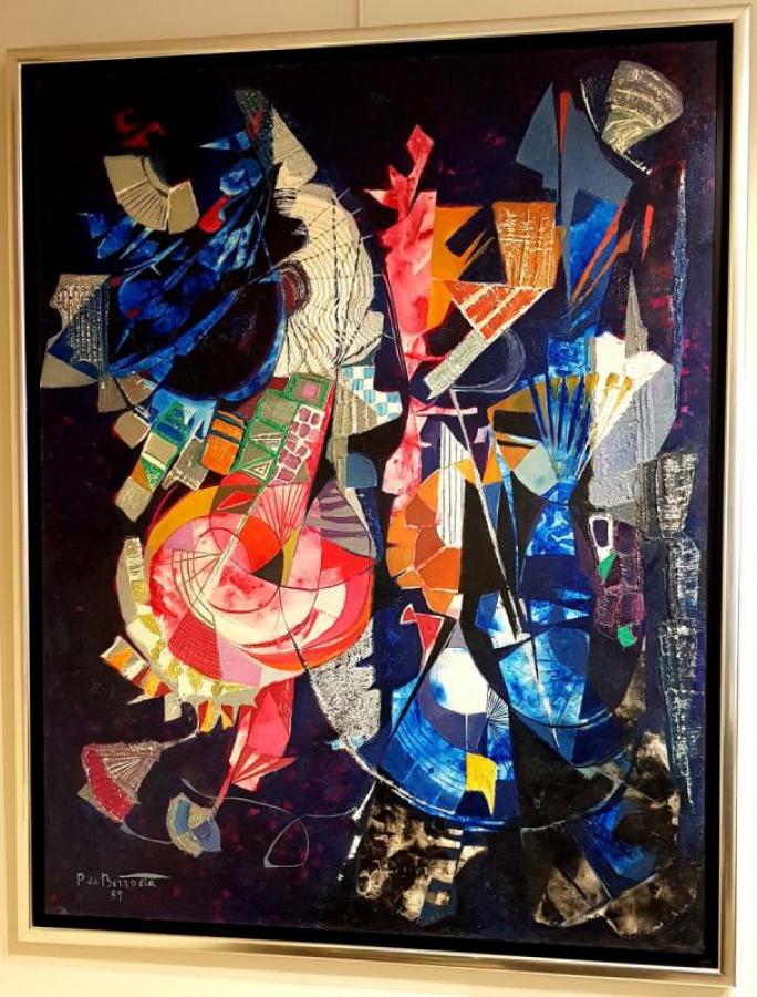 Pierre De Berroeta Oil On Canvas 80 Figures Abstract Composition From 1989 , More Informations...