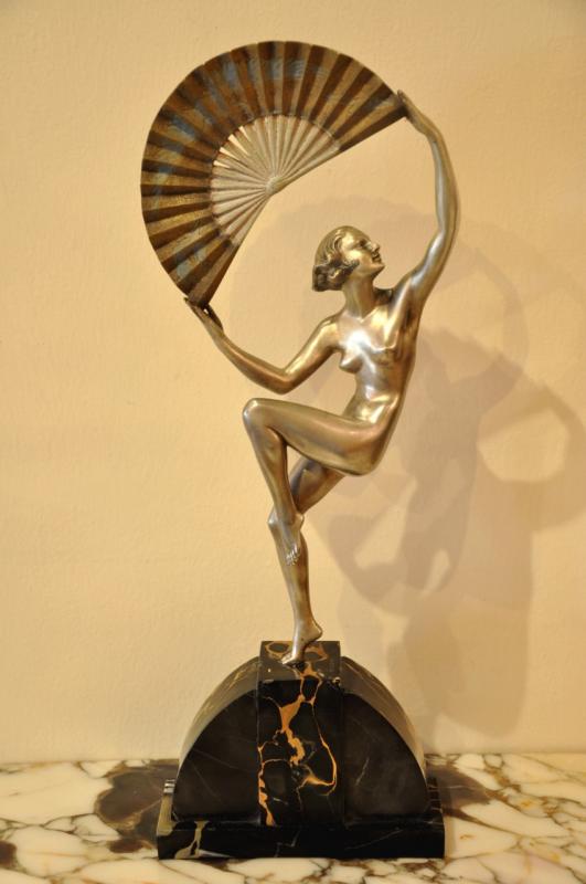  BOURAINE MARCEL FAN DANCER BRONZE ART DECO, Plus d'infos...