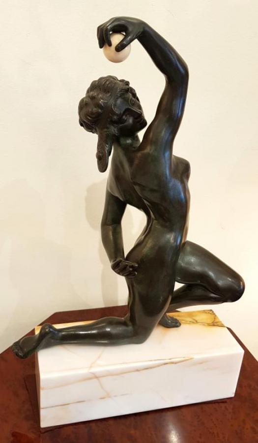 Affortunato Gory Sculpture Bronze Danseuse Nue Ã  La Balle , Plus d'infos...