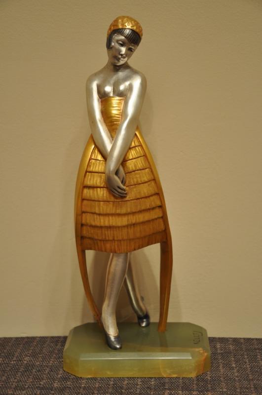 ALEXANDRE KELETY SIMPERING SCULPTURE BRONZE ART DECO, More Informations...