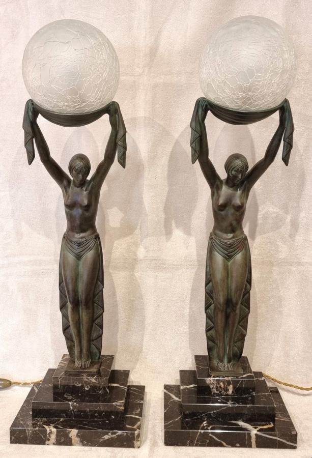 Fayral Pierre Le Faguays Max Le Verrier VÃ©ritÃ© Pair Of Art Deco Light Sculptures 1930 , More Informations...