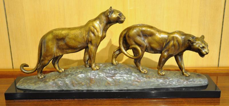 Georges Omerth Sculpture Bronze 2 Panthers Art Deco 1930 , More Informations...