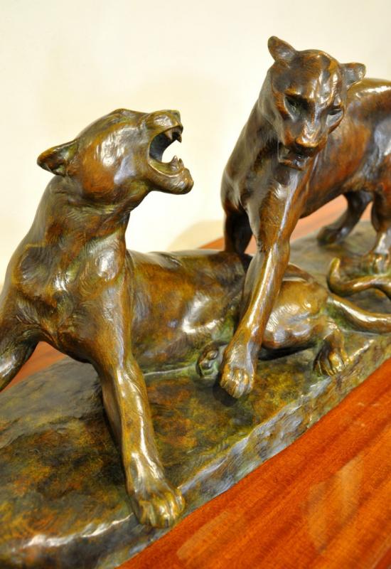 Louis RichÃ© 2 Lionnes Grande Sculpture Bronze Art Deco 1924 , Plus d'infos...