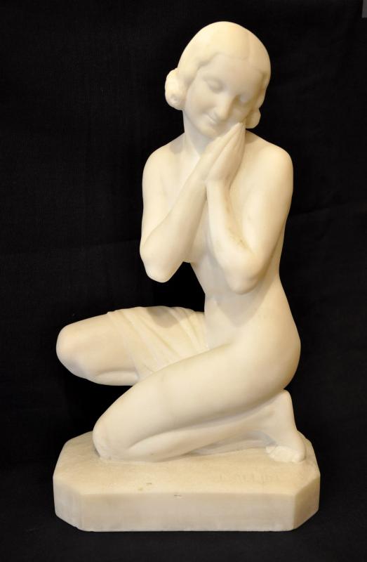 LUCIEN ALLIOT SCULPTURE BAIGNEUSE MARBRE CARRARE ART DECO 1920-1925, Plus d'infos...