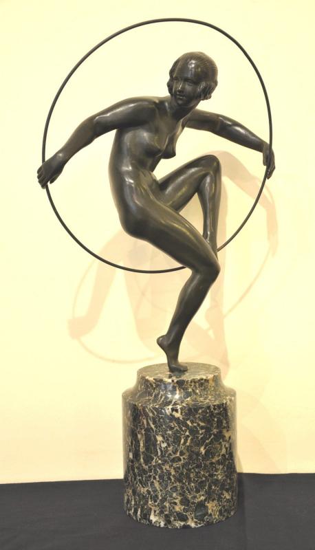 MARCEL AndrÃ© BOURAINE GIRL WITH HOOP SCULPTURE BRONZE ART DECO 1930, Plus d'infos...