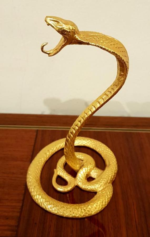 Sculpture Serpent Naja Bronze Doré Art Déco 1930 , Plus d'infos...