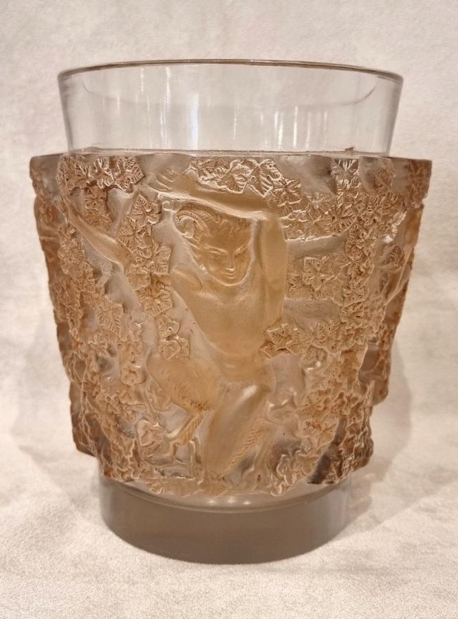 Lalique Vase Bacchus Patine Sépia Circa 1950 , Plus d'infos...